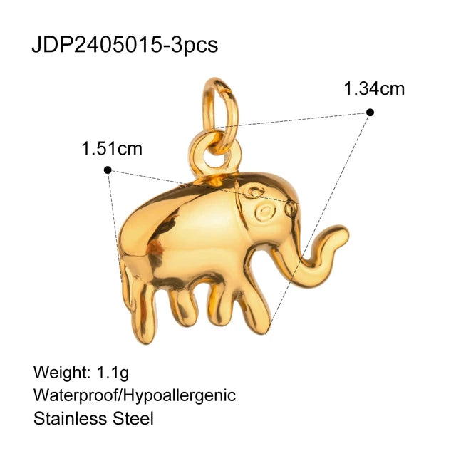 3Pcs/Bag Fashion Stainless Steel 18K Gold Plated Charms For Jewelry Making Earrings Bracelet Necklace