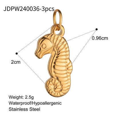 3Pcs/Bag Fashion Stainless Steel 18K Gold Plated Charms For Jewelry Making Earrings Bracelet Necklace