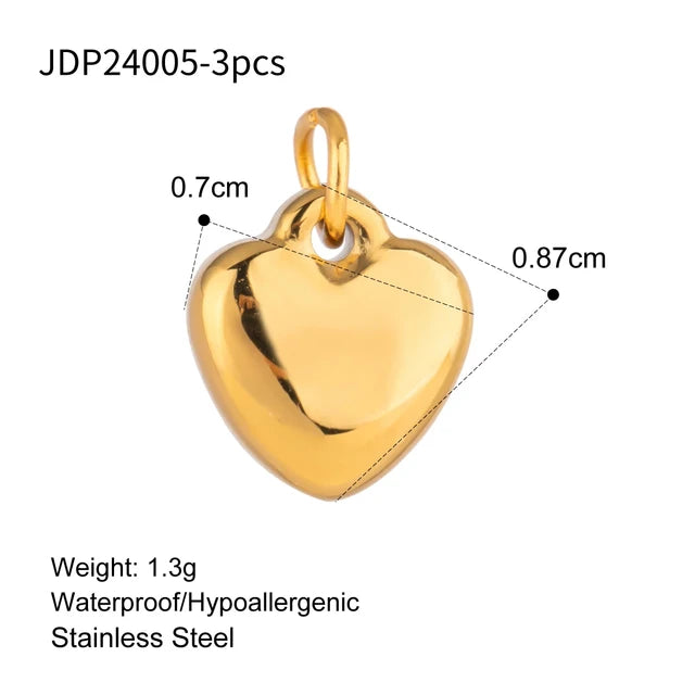 3Pcs/Bag Fashion Stainless Steel 18K Gold Plated Charms For Jewelry Making Earrings Bracelet Necklace