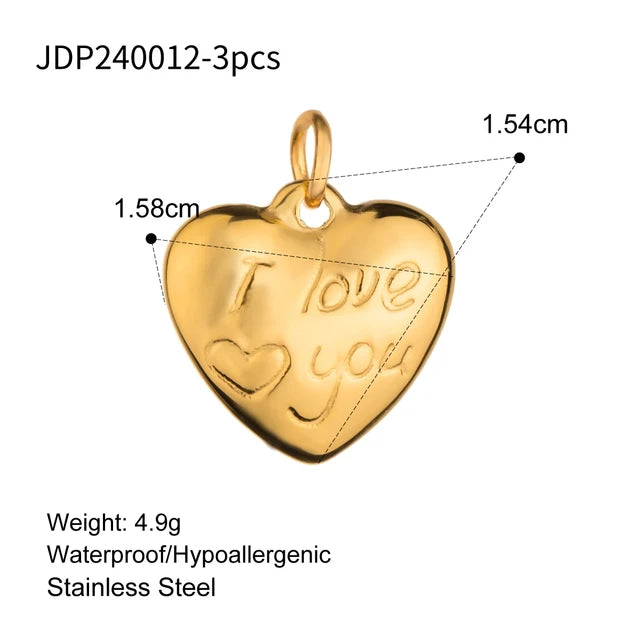 3Pcs/Bag Fashion Stainless Steel 18K Gold Plated Charms For Jewelry Making Earrings Bracelet Necklace