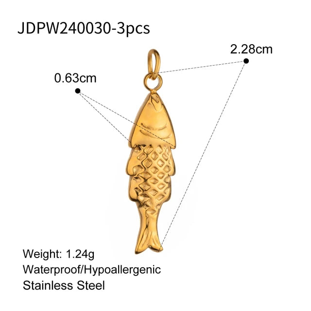 3Pcs/Bag Fashion Stainless Steel 18K Gold Plated Charms For Jewelry Making Earrings Bracelet Necklace