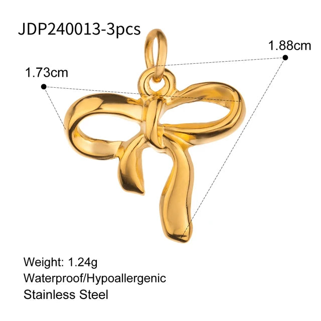 3Pcs/Bag Fashion Stainless Steel 18K Gold Plated Charms For Jewelry Making Earrings Bracelet Necklace