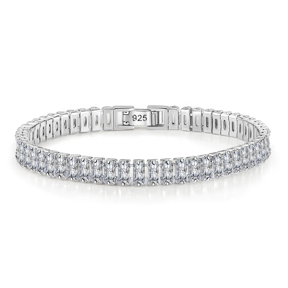 925 Sterling Silver Bracelet Elegant Zircon Crystal Tennis Bracelet