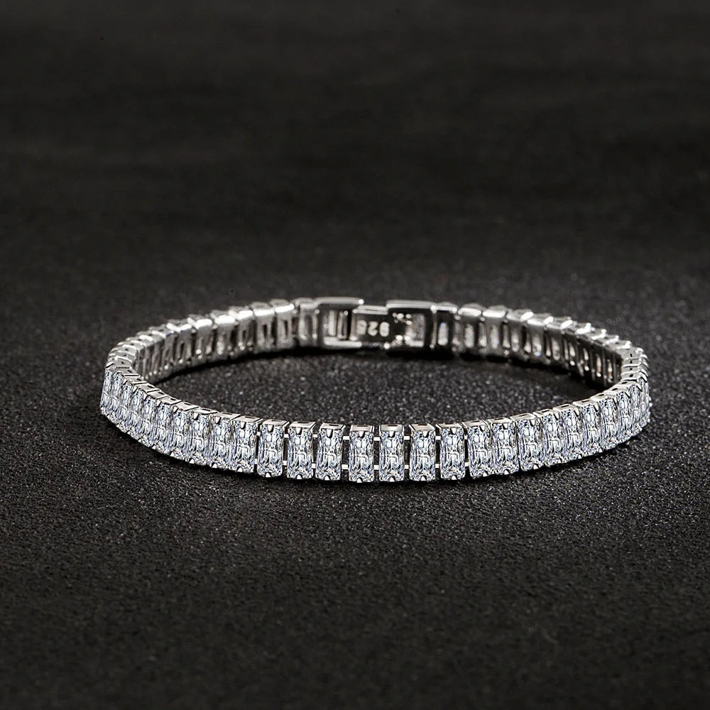 925 Sterling Silver Bracelet Elegant Zircon Crystal Tennis Bracelet