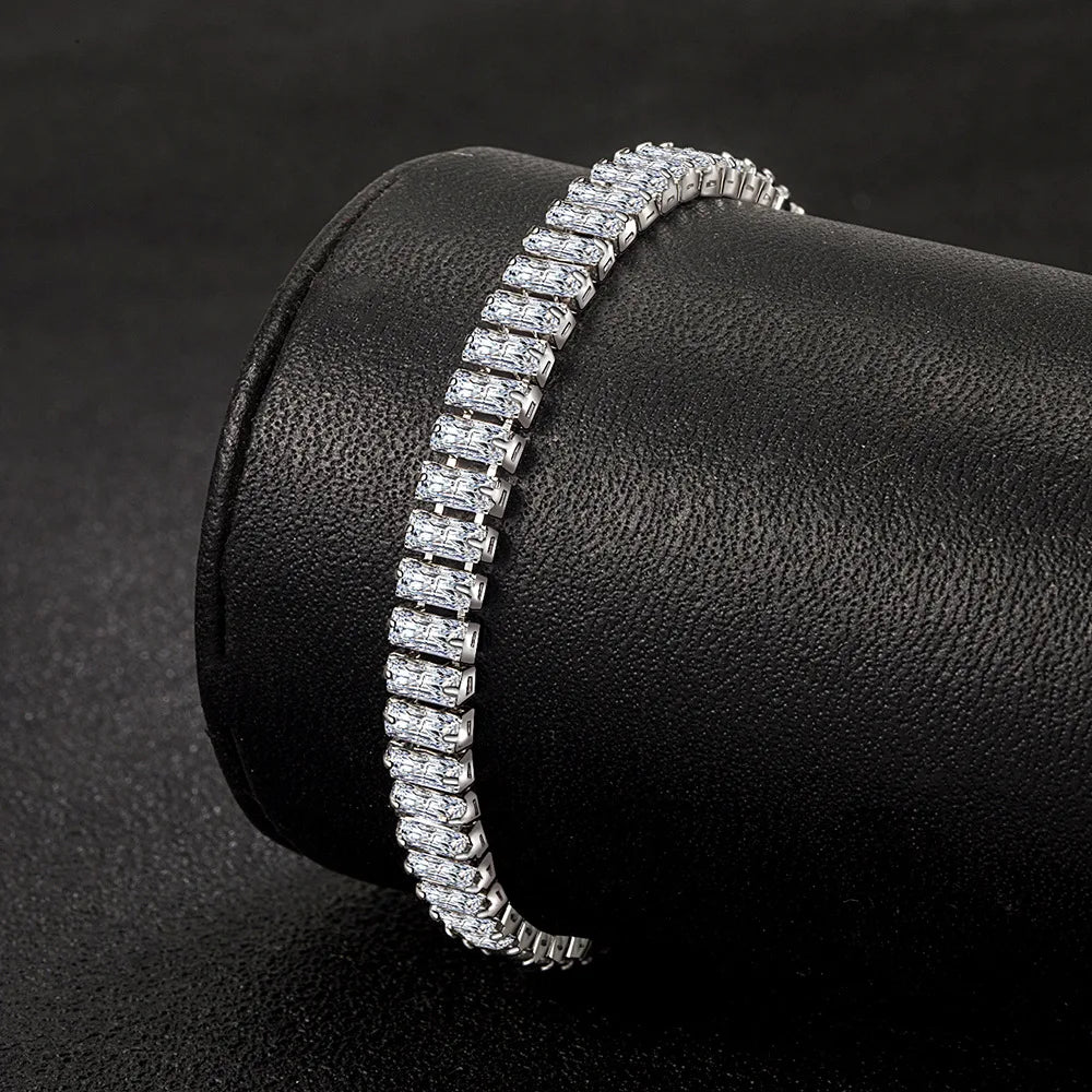 925 Sterling Silver Bracelet Elegant Zircon Crystal Tennis Bracelet