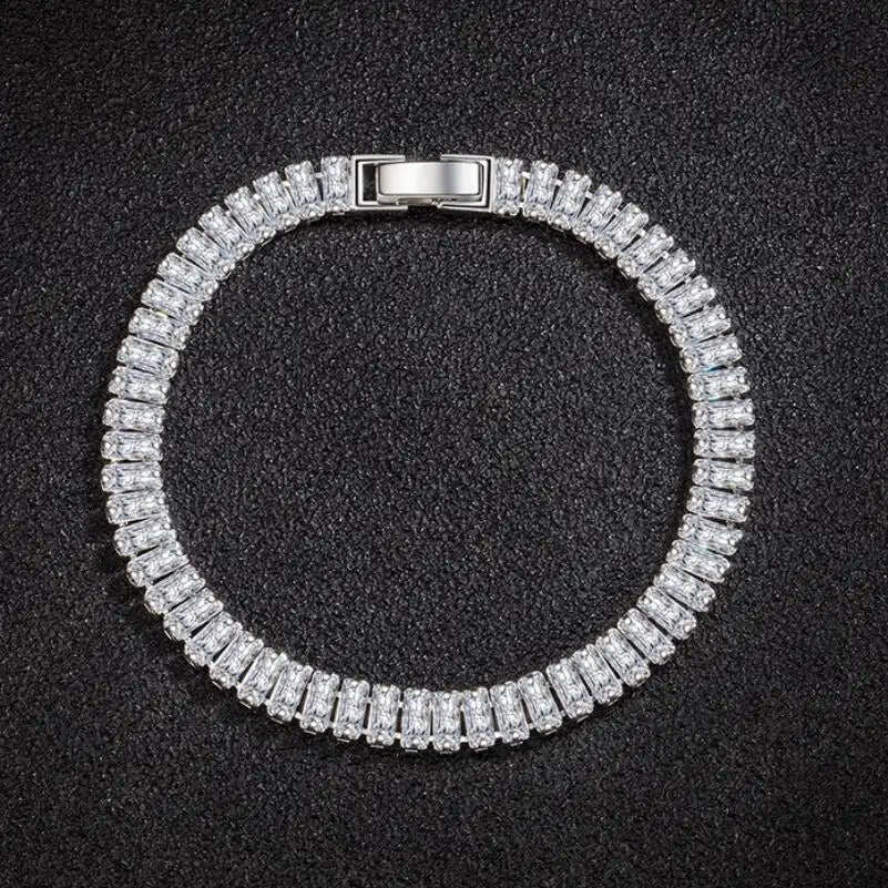 925 Sterling Silver Bracelet Elegant Zircon Crystal Tennis Bracelet