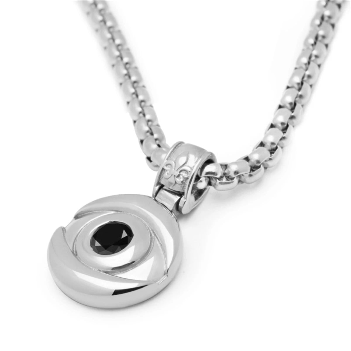 Eye Protector Pendant Necklace Inlaid with Zircon Devil's Eye Sweater Chain Necklace