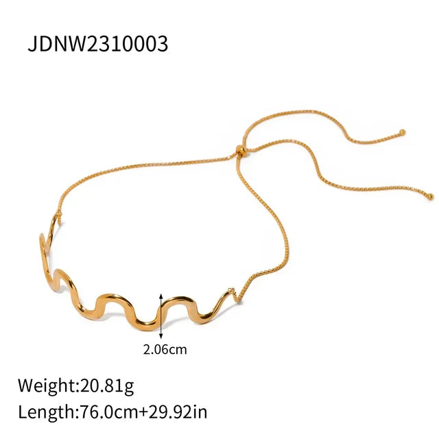 Wave  PVD Gold Plated  Stainless Steel Choker Bracelet Set