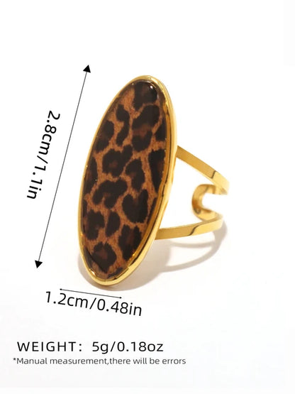 Stylish Leopard 18K Gold Plated Stainless Steel Rings