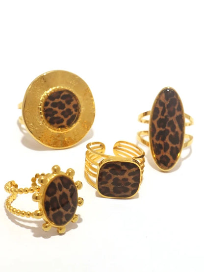 Stylish Leopard 18K Gold Plated Stainless Steel Rings