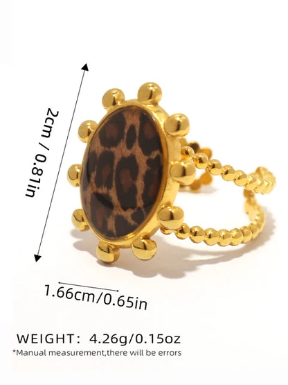 Stylish Leopard 18K Gold Plated Stainless Steel Rings