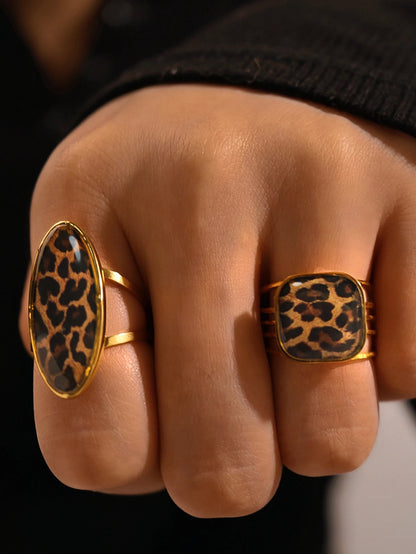 Stylish Leopard 18K Gold Plated Stainless Steel Rings