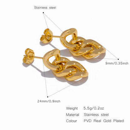 Elegance Stainless Steel Plated 18K Gold Women's Earrings,