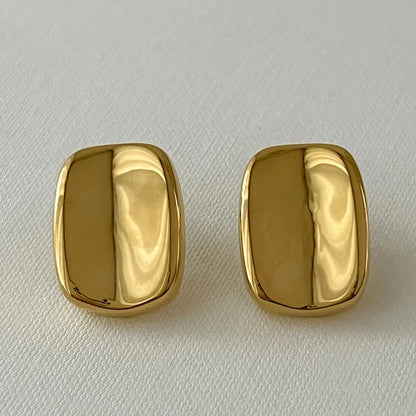 Vintage Stud Earrings Stainless Steel Texture Geometric Smooth Metal Gold Plated