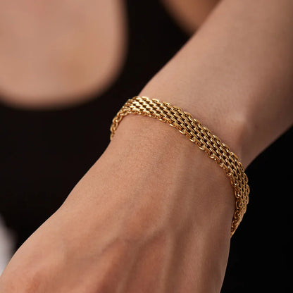 Exquisite Stainless Steel Charm Metal Texture 18 K Plated Geometric Bracelets