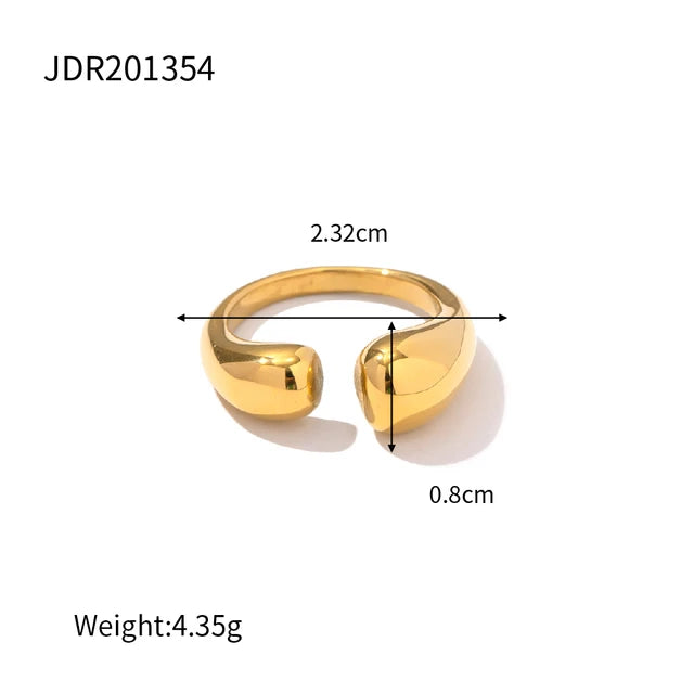 Trendy Stainless Steel Waterproof Open Ring Personality Charms PVD Real Gold 18K Plated