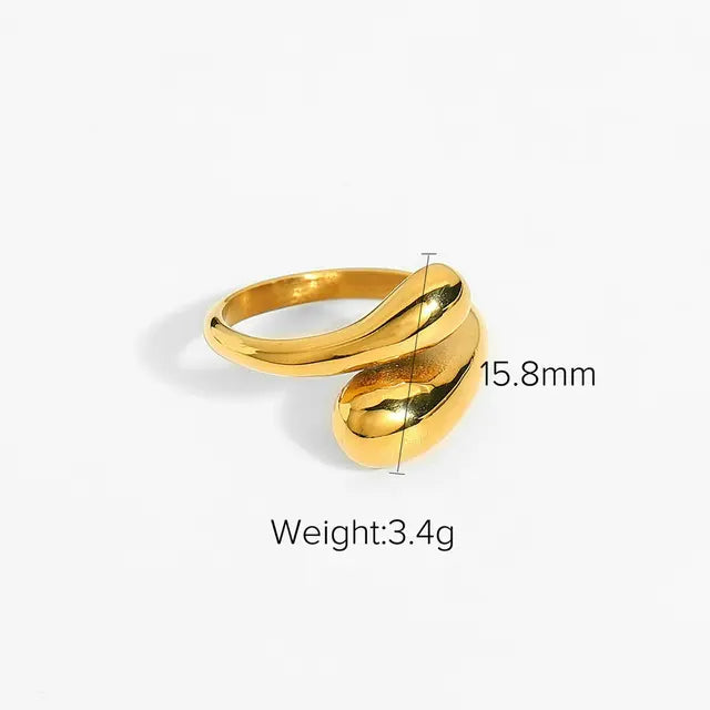 Trendy Stainless Steel Waterproof Open Ring Personality Charms PVD Real Gold 18K Plated