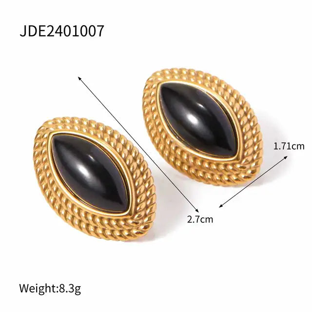 Geometric Texture Stainless Steel Earrings 18K Gold Plated Waterproof  Charm Metal Earrings