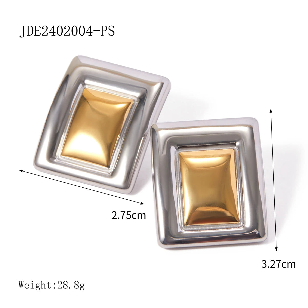 Geometric Texture Stainless Steel 18K Gold Plated Waterproof Earrings