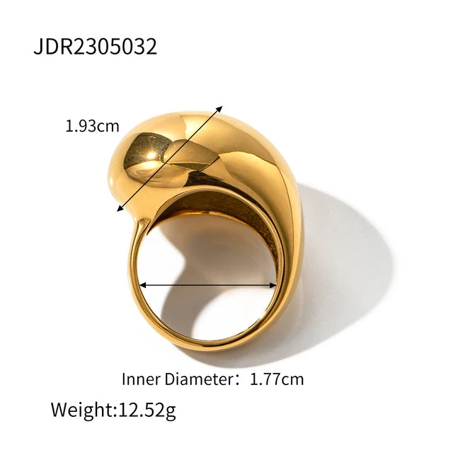 Water Drop Geometric Finger Wide Ring