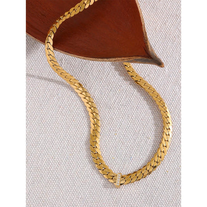 Metal Texture18k Gold Color Cuban Chain Stainless Steel Necklace