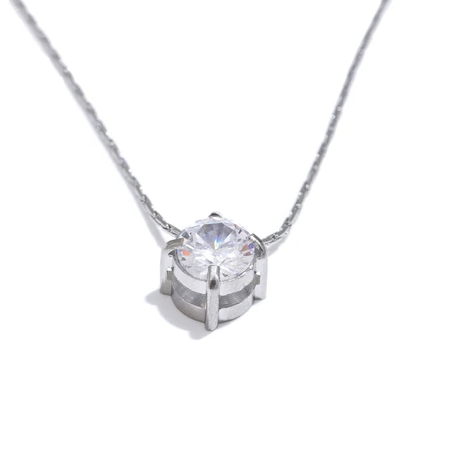 Chic Stainless Steel Shiny Cubic Zirconia Cast Delicate Necklace