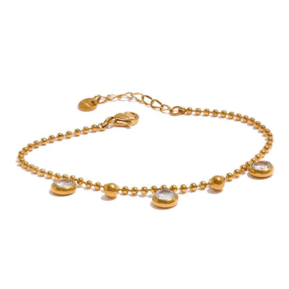 Luxury Shiny Cubic Zirconia Chain Stainless Steel 18K Gold Plated Aesthetic Necklace Bracelet