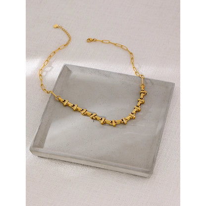 New Metal 18K Gold Plated Short Chain Necklace