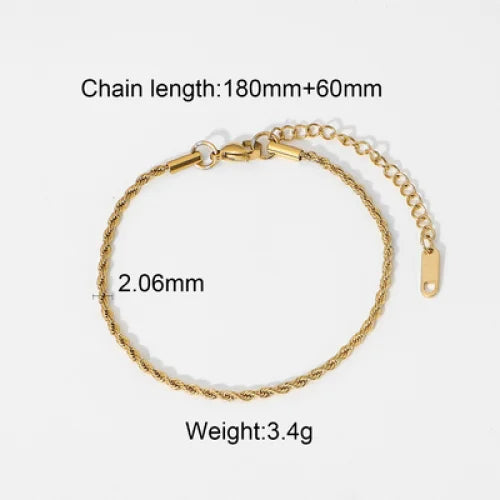 New Pattern Stainless Steel Rice Bead Chain Ring Bracelet 18K Gold Plated